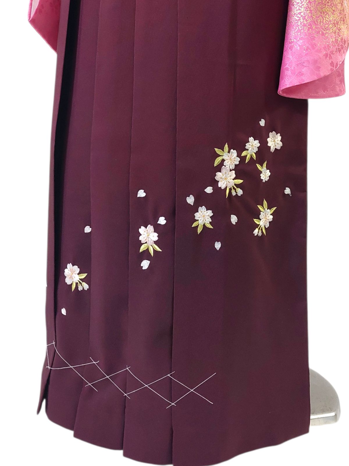  着物 袴 帯 3点セット 卒業式 に レディース袴セット 成人式 卒業式に 華やか和装 ピンク 花柄 桜 地紋 刺繍 95-47 袴 着物 浴衣