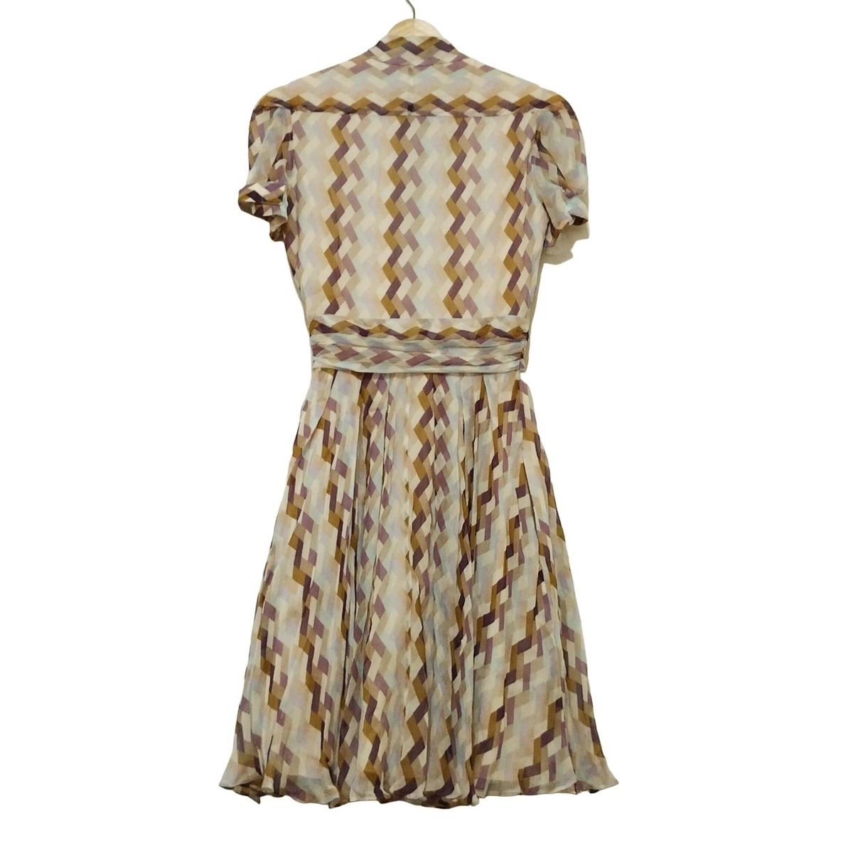 ダイアン フォン ファステンバーグ ワンピース サイズ0 XS レディース ベージュ パープル マルチ ハイネック 半袖 ロング