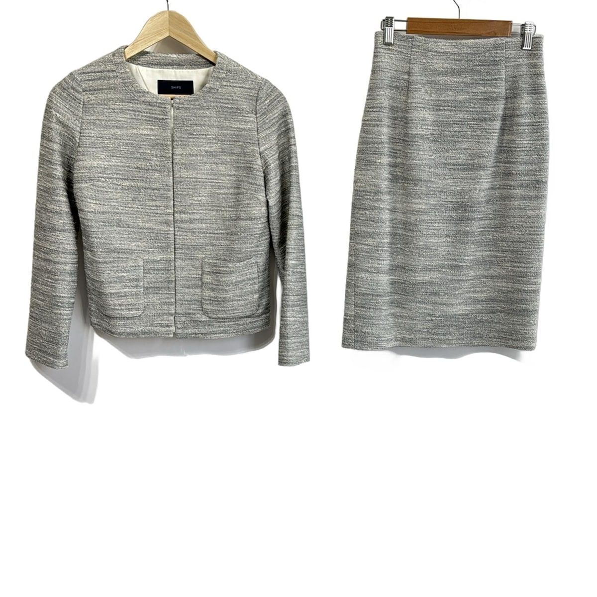 SHIPS シップス スカートスーツ レディース ライトグレー MAPELコラボ