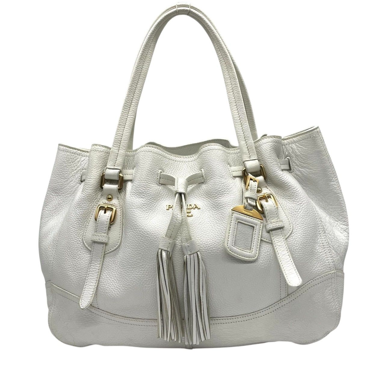 美品】プラダ PRADA ハンドバッグ トートバッグ レザー 本革 シボ革