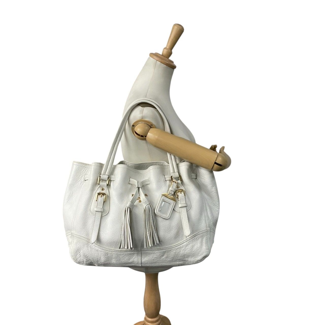 美品】プラダ PRADA ハンドバッグ トートバッグ レザー 本革 シボ革