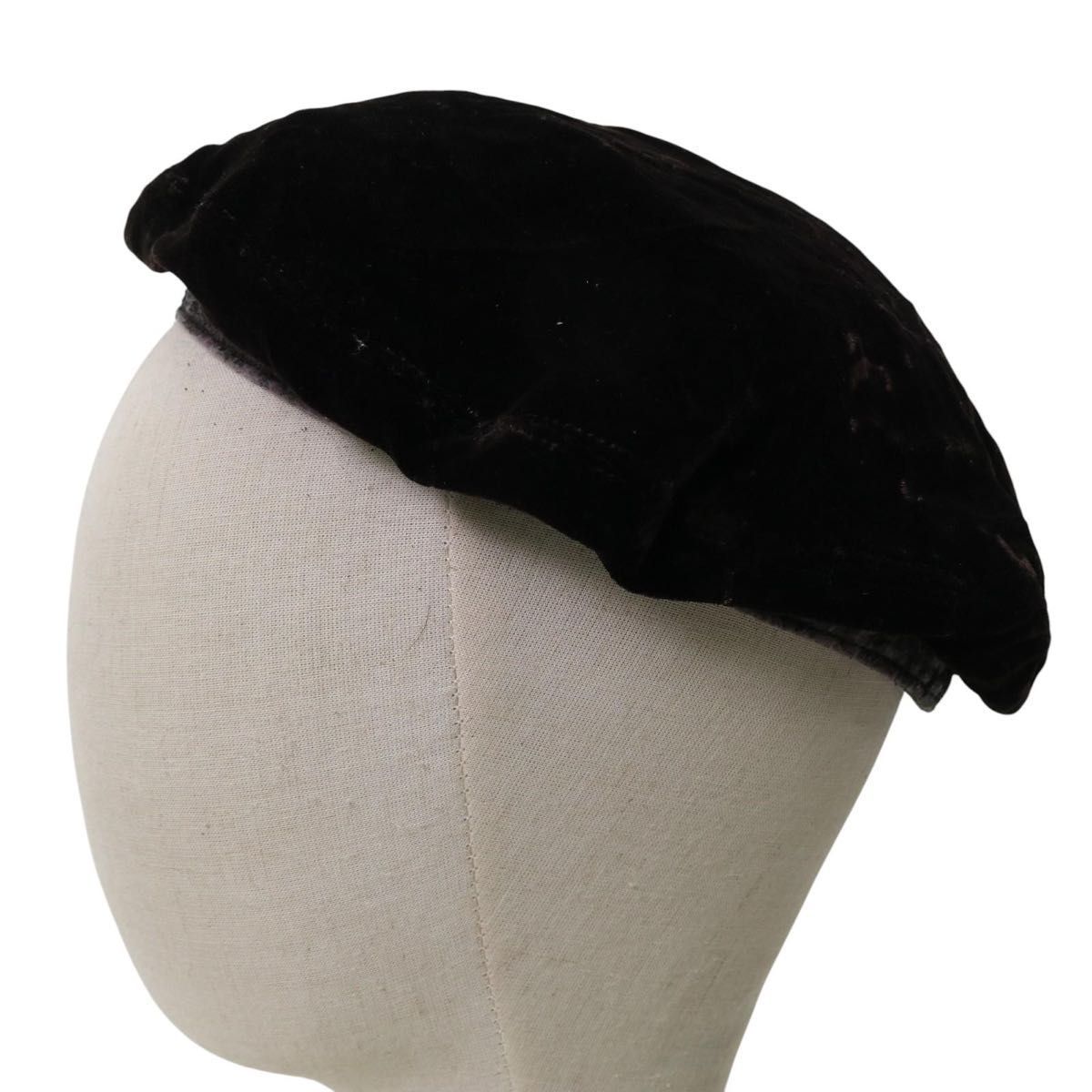 PRADA ブラック ベレー帽 希少】PRADA プラダ ベルベット ベレー帽 ハット 秋 冬 M ユニセックス