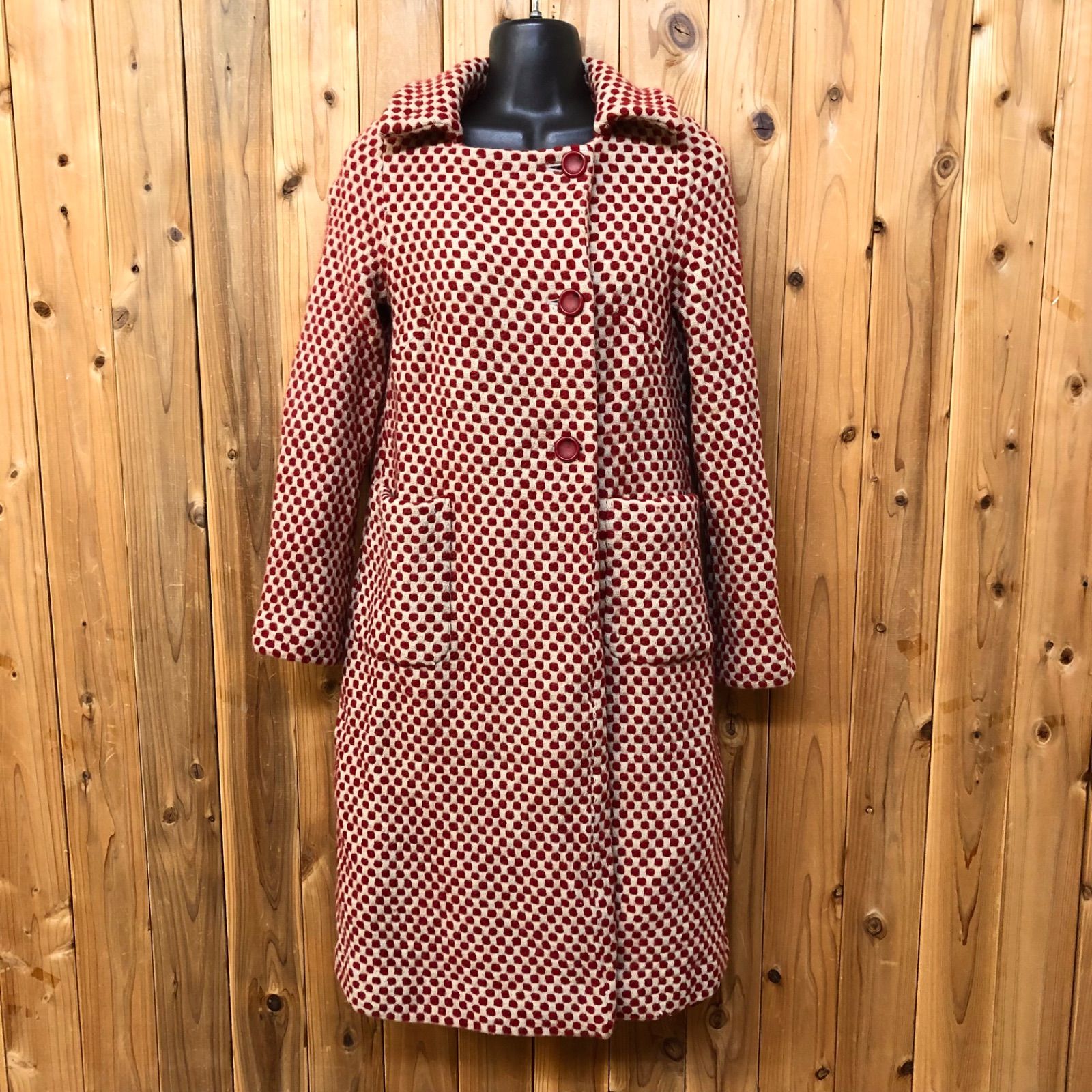 Jocomomola ホコモモラ レディース40 ウールロングコート ドット柄