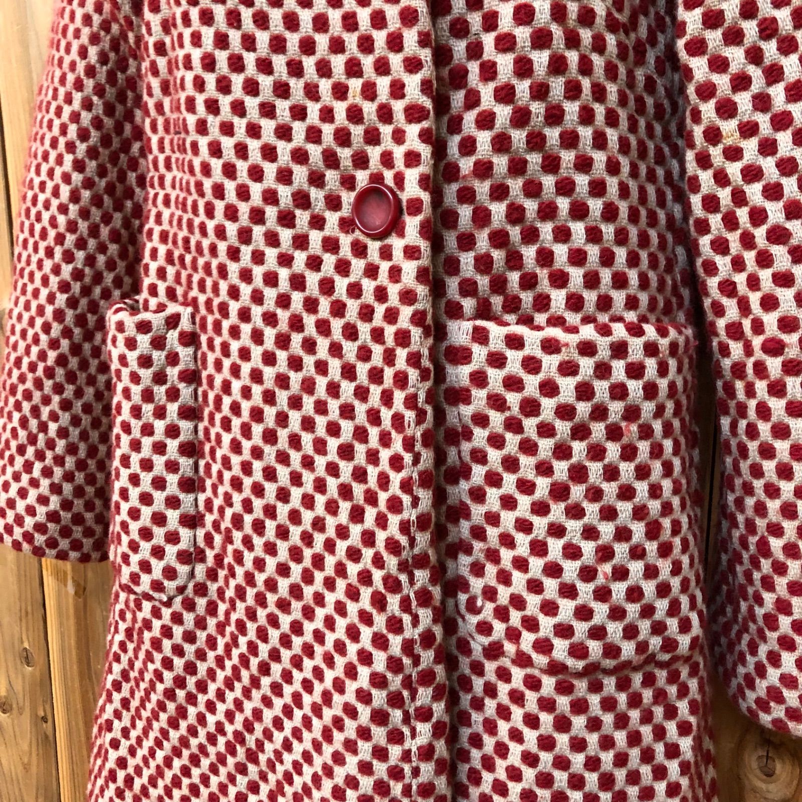 Jocomomola ホコモモラ レディース40 ウールロングコート ドット柄