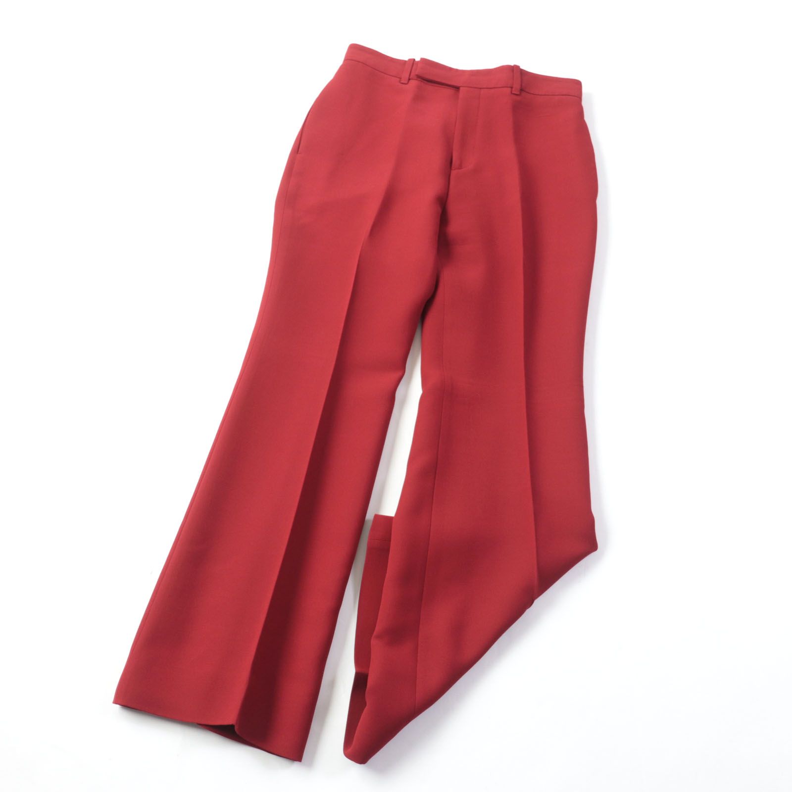 極美品☆GUCCI グッチ 20SS 624953 シルク混 センタープレス フレア