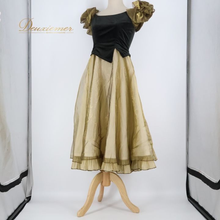 フラダンス 衣装 ワンピース ドレス ゴールド系 アロハスタンダード