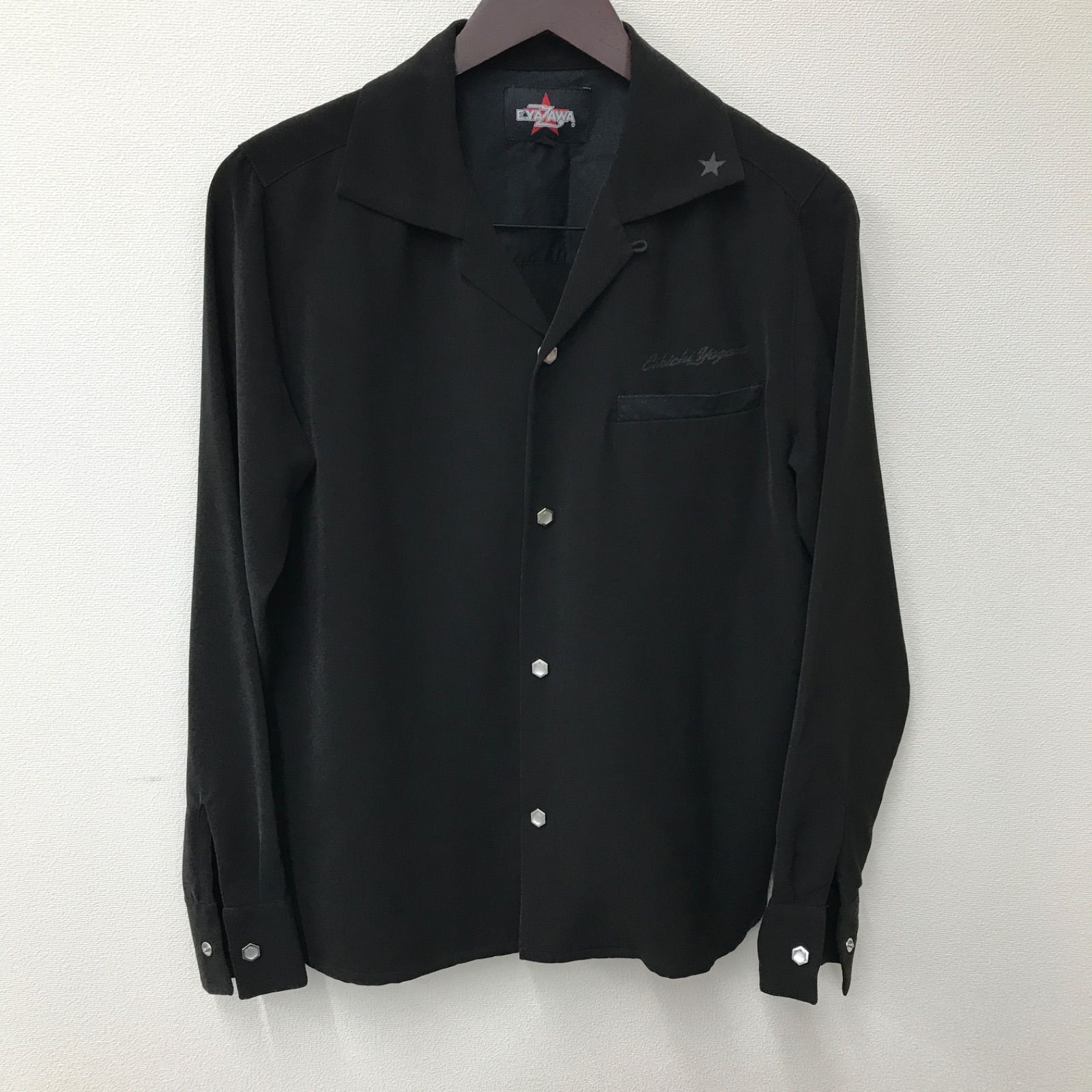 M11076 E.YAZAWA 矢沢永吉 長袖 ドレスシャツ ブラック 黒 S メンズ