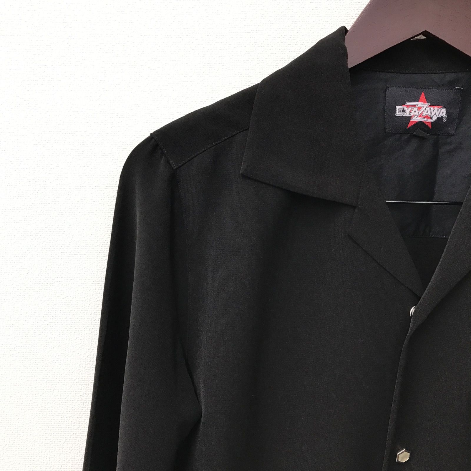 E.YAZAWA ブラックシャツ Mサイズ　矢沢永吉 M11076 E.YAZAWA 矢沢永吉 長袖 ドレスシャツ ブラック 黒 S メンズ