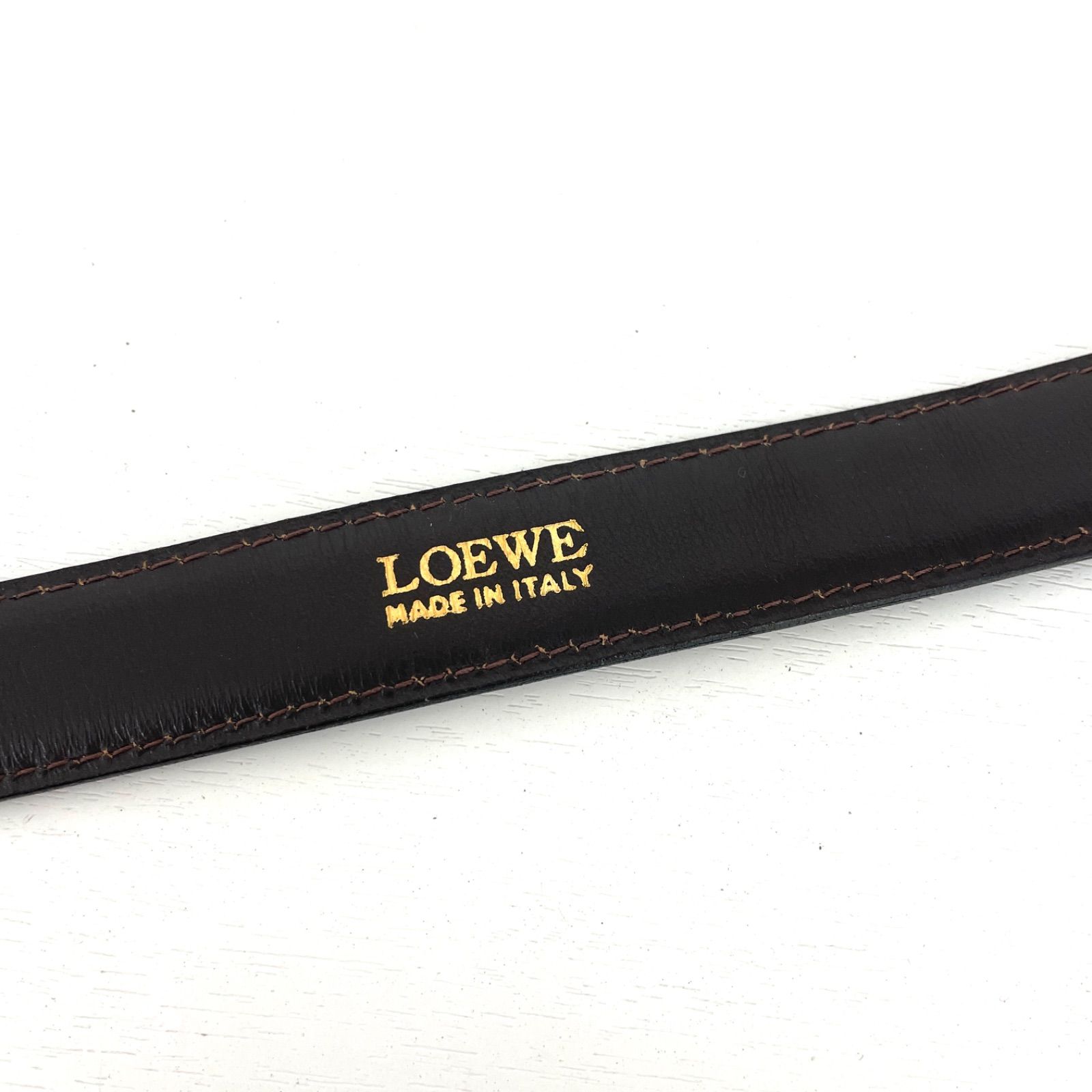 LOEWE ロエベ レザーベルト ダークブラウン ウエストベルト 金具