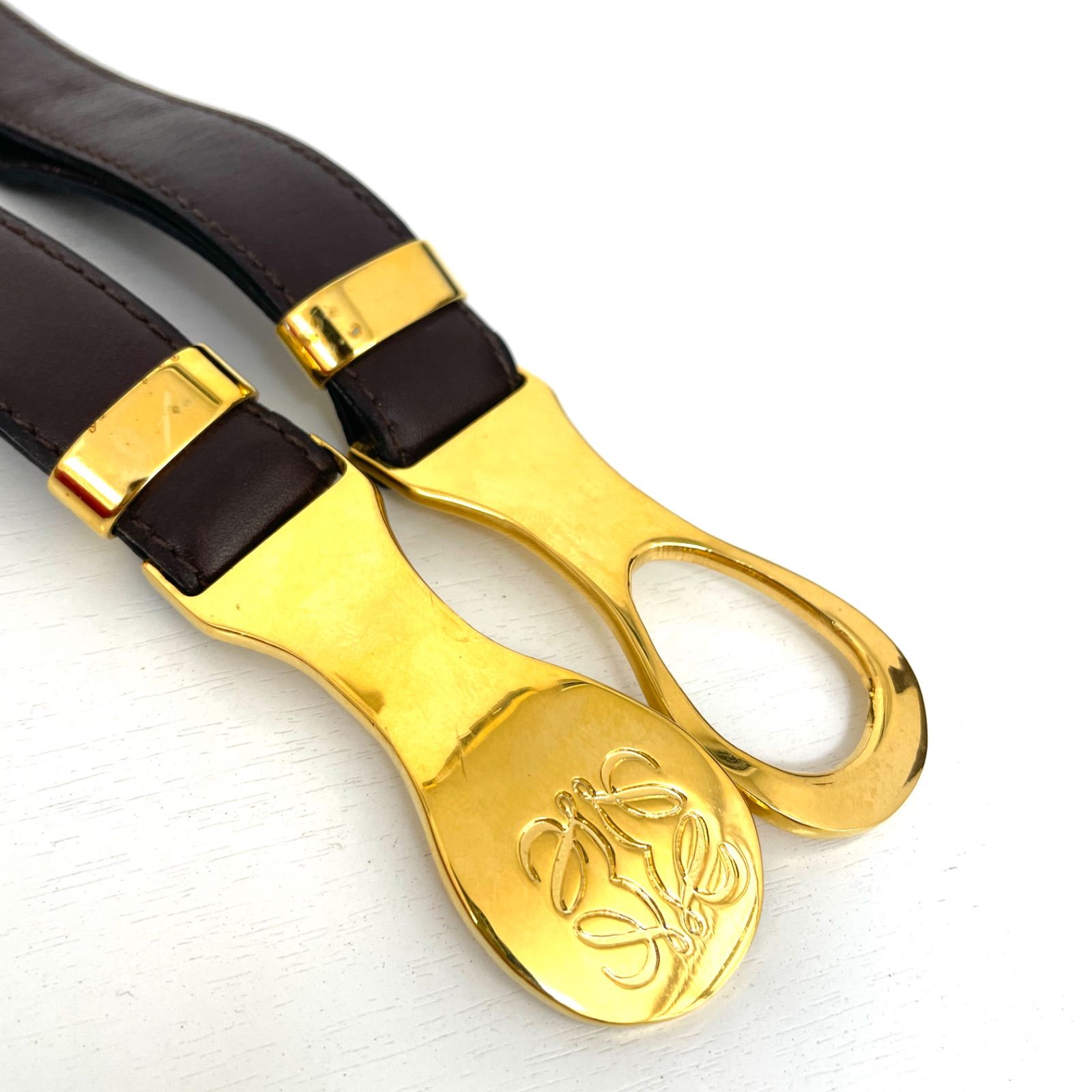 LOEWE ロエベ レザーベルト ダークブラウン ウエストベルト 金具