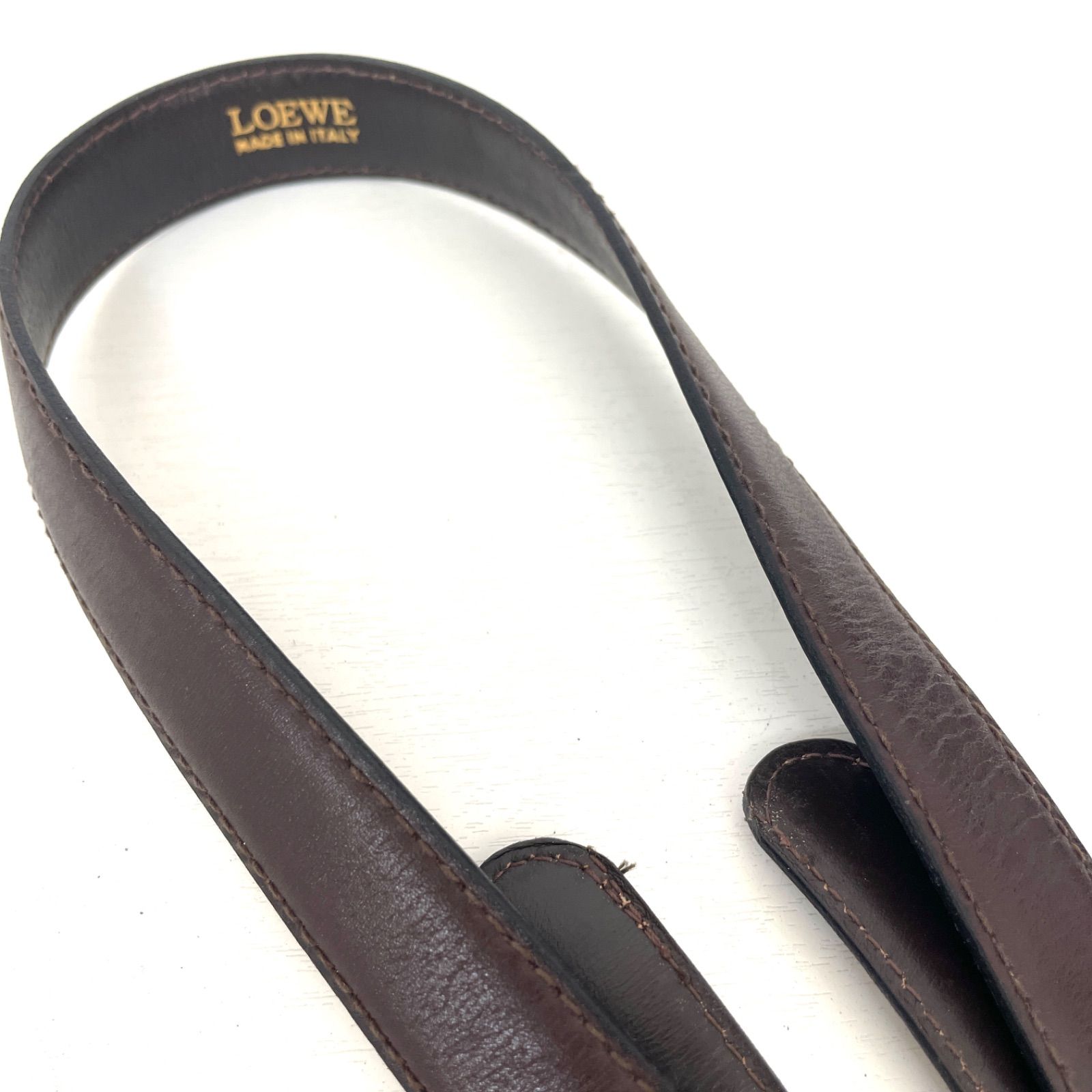 LOEWE ロエベ レザーベルト ダークブラウン ウエストベルト 金具