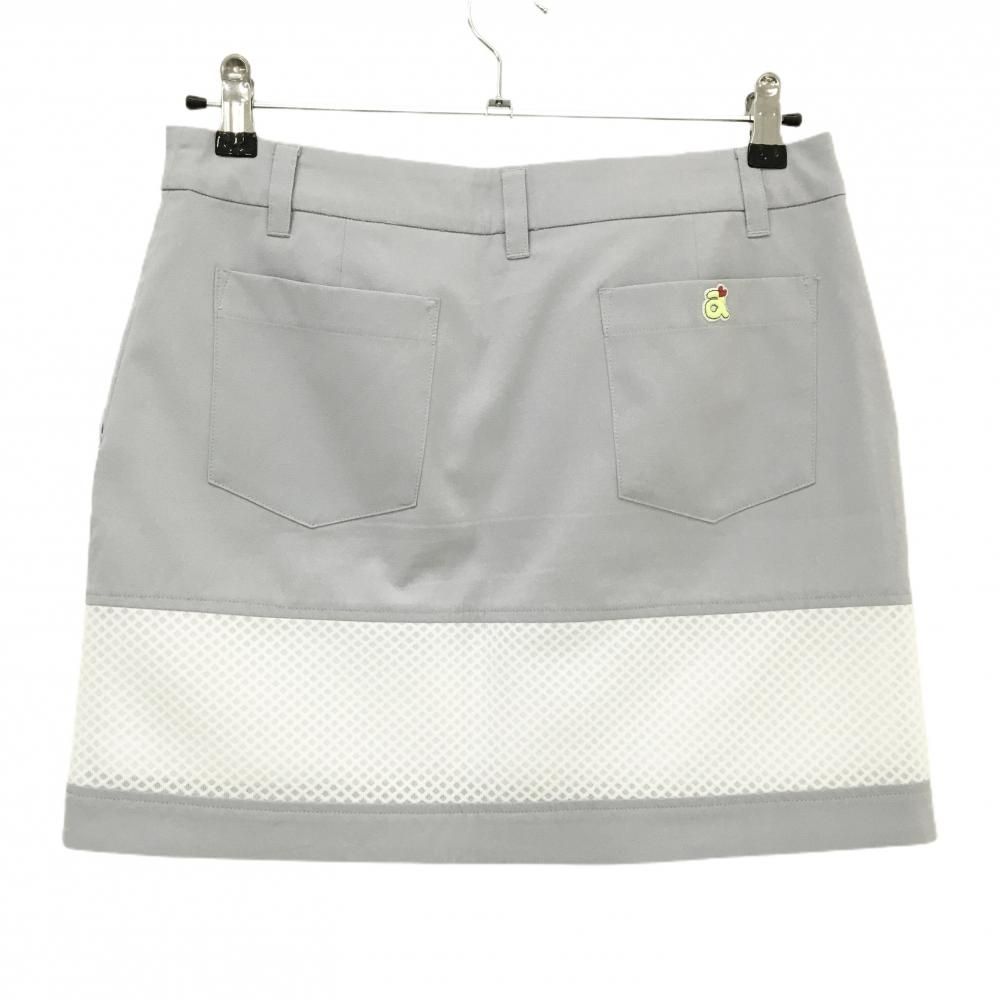 超 アルチビオ スカート グレー×白 裾メッシュ調 ストレッチ レディース 40 L ゴルフウェア archivio