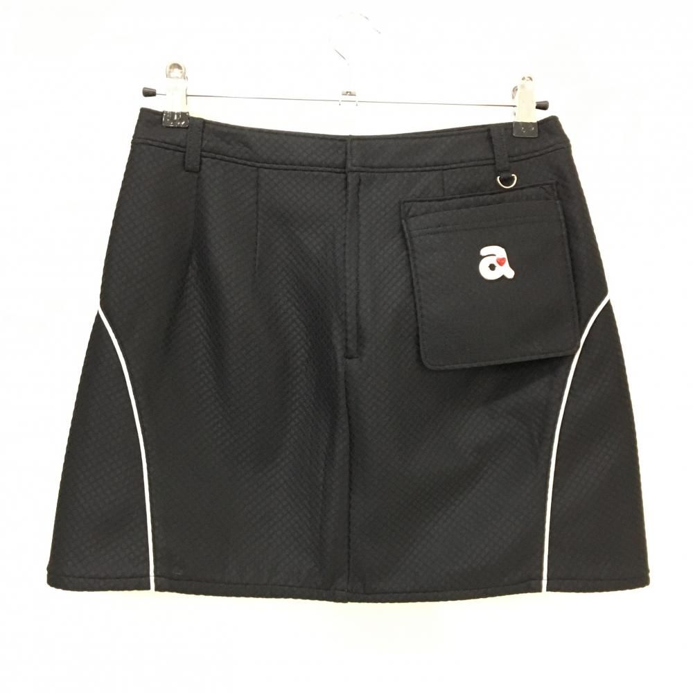 超 アルチビオ スカート 黒 ブロック柄地模様 パイピング レディース 40 L ゴルフウェア archivio