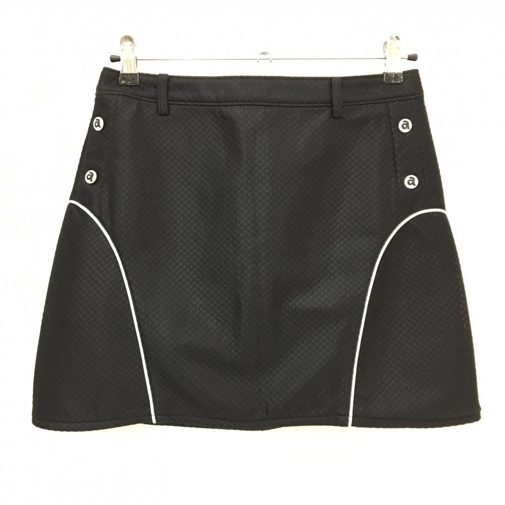 超 アルチビオ スカート 黒 ブロック柄地模様 パイピング レディース 40 L ゴルフウェア archivio