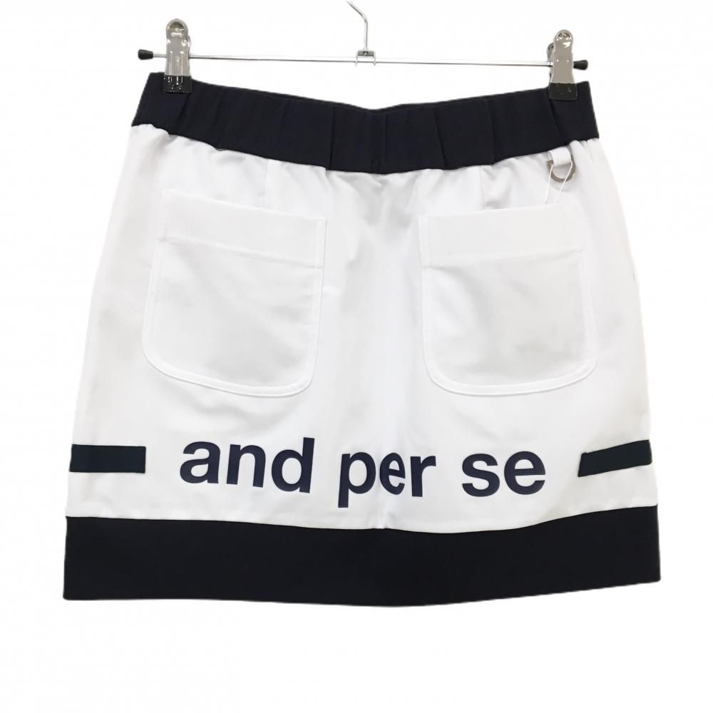 アンパスィ スカート 白×ネイビー ストレッチ バイ レディース L ゴルフウェア and per se