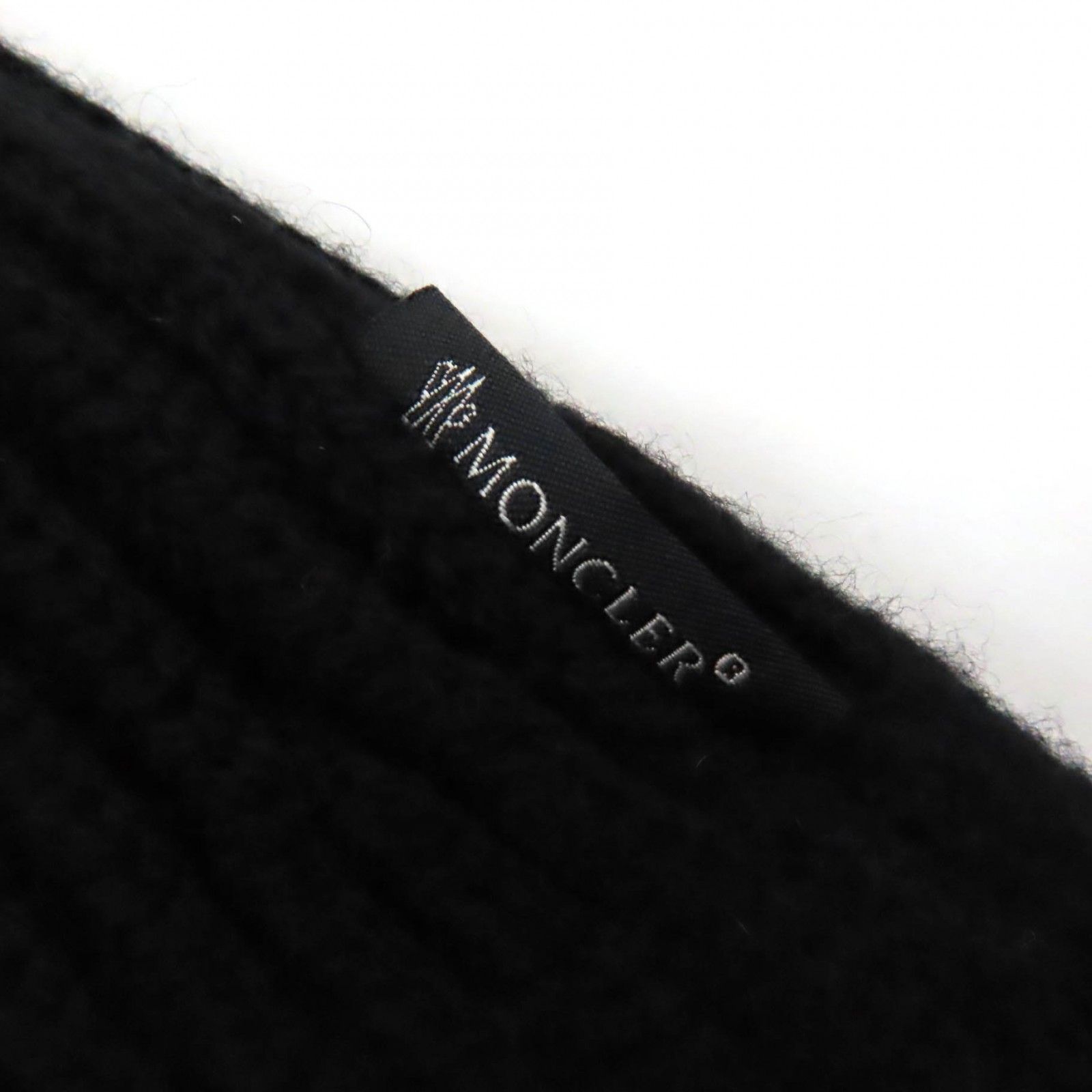 美品★MONCLER モンクレール ウール カシミヤ混 レザー使い リブ編み 半袖 ニットワンピース ブラック S イタリア製 正規品　レディース 美品☆MONCLER モンクレール ウール カシミヤ混 レザー使い リブ編み