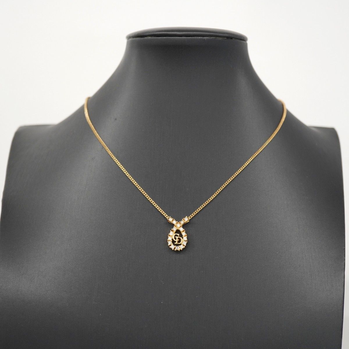 5job0639】クリスチャンディオール ネックレス CDロゴ GPメッキ ライン