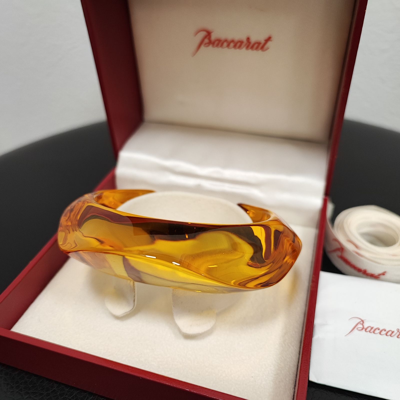 美品☆バカラ Baccara クリスタルガラス バングル イエロー系色