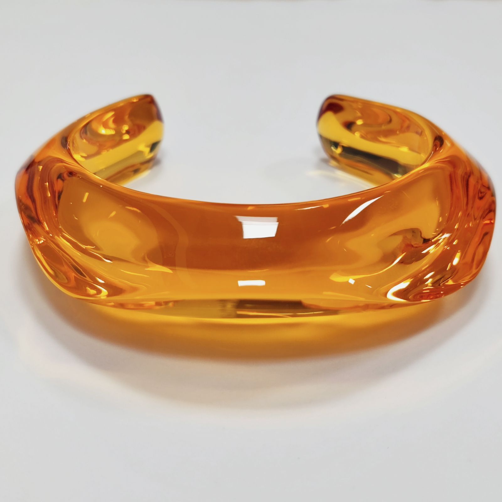 美品☆バカラ Baccara クリスタルガラス バングル イエロー系色