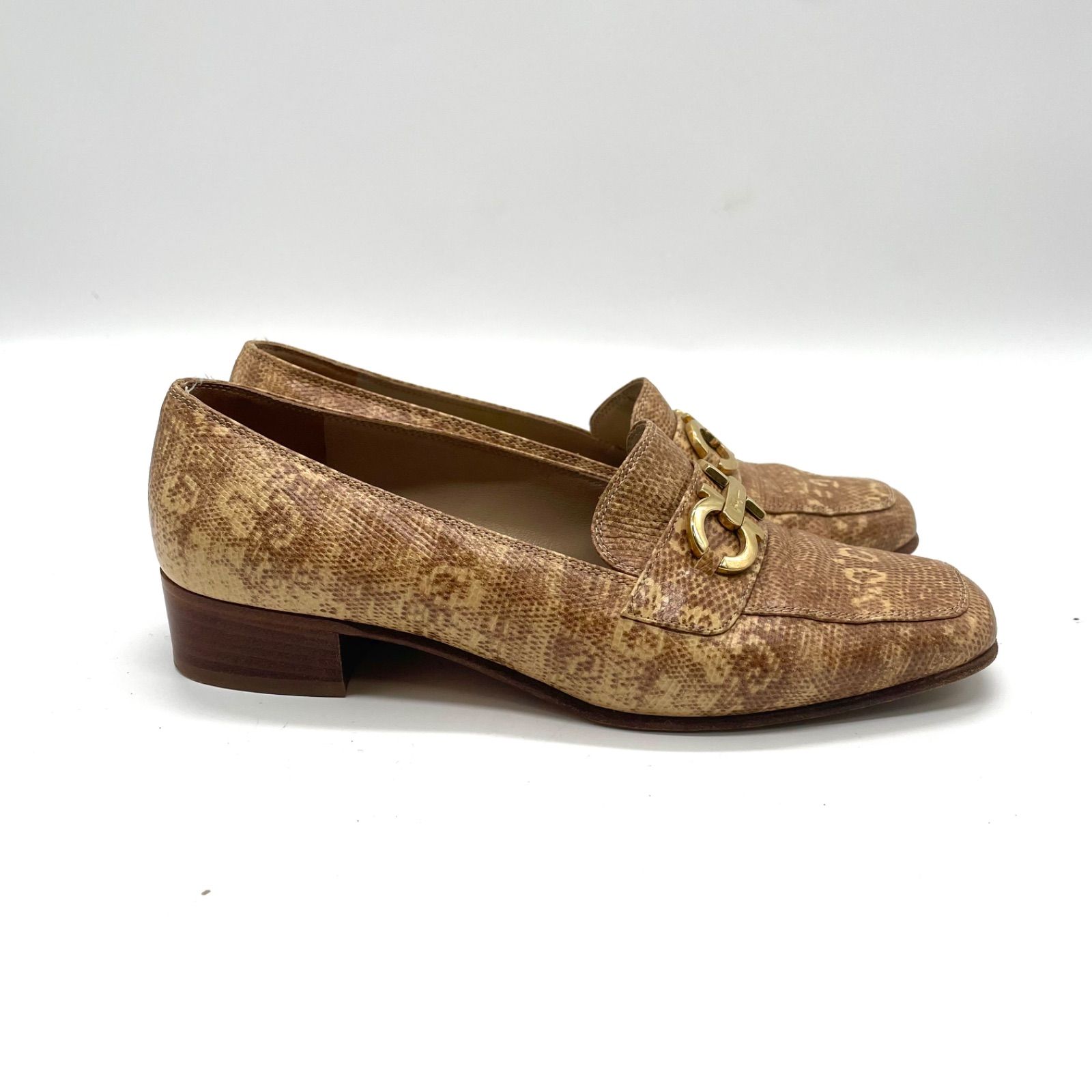 【美品】✨サルヴァトーレフェラガモ 23cm ローファー 革靴 茶系 ガンチーニ Salvatore Ferragamo サルヴァトーレ フェラガモ ローファー