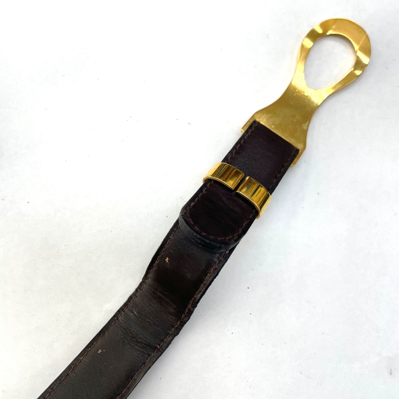 LOEWE ロエベ レザーベルト ダークブラウン ウエストベルト 金具