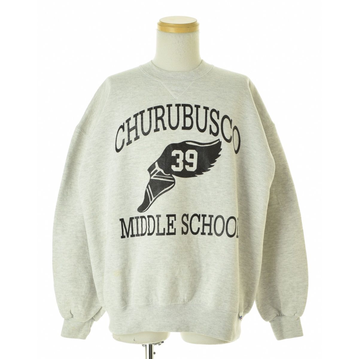 【RUSSELLATHLETIC】90s USA製 CHURUBUSCO MIDDLE SCHOOL カレッジロゴ長袖スウェット