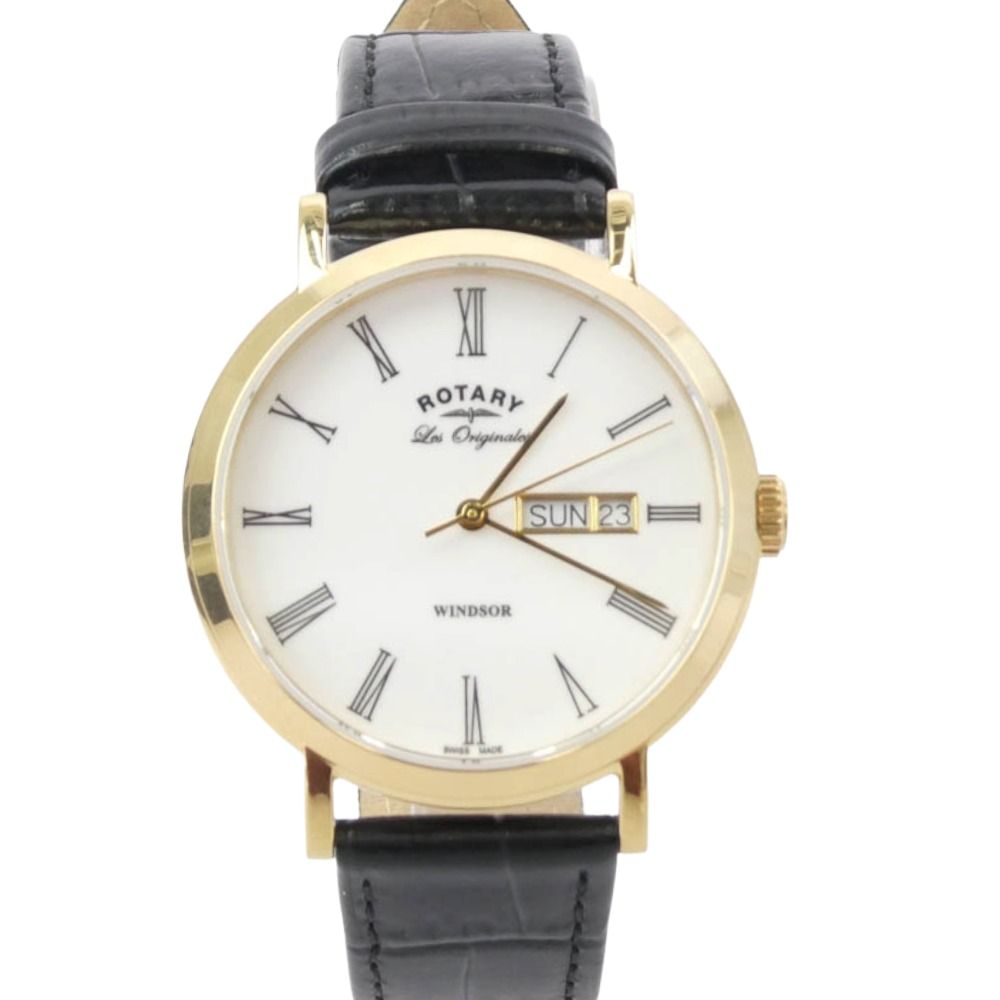 ロータリー ROTARY スイス製 WINDSOR デイト 腕時計 ブラック系 ゴールド系