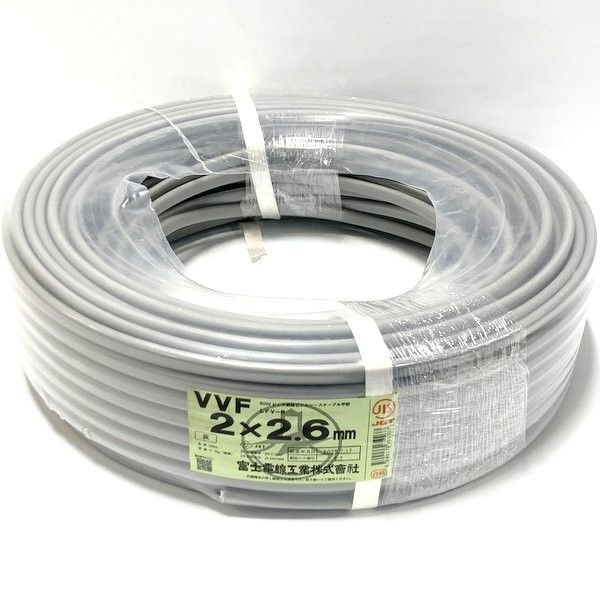 約10.5 kg VVFケーブル .6 mm 灰色 黒白 600 Vビニル絶縁ビニルシースケーブル平形 17日製 ≡DT 6884