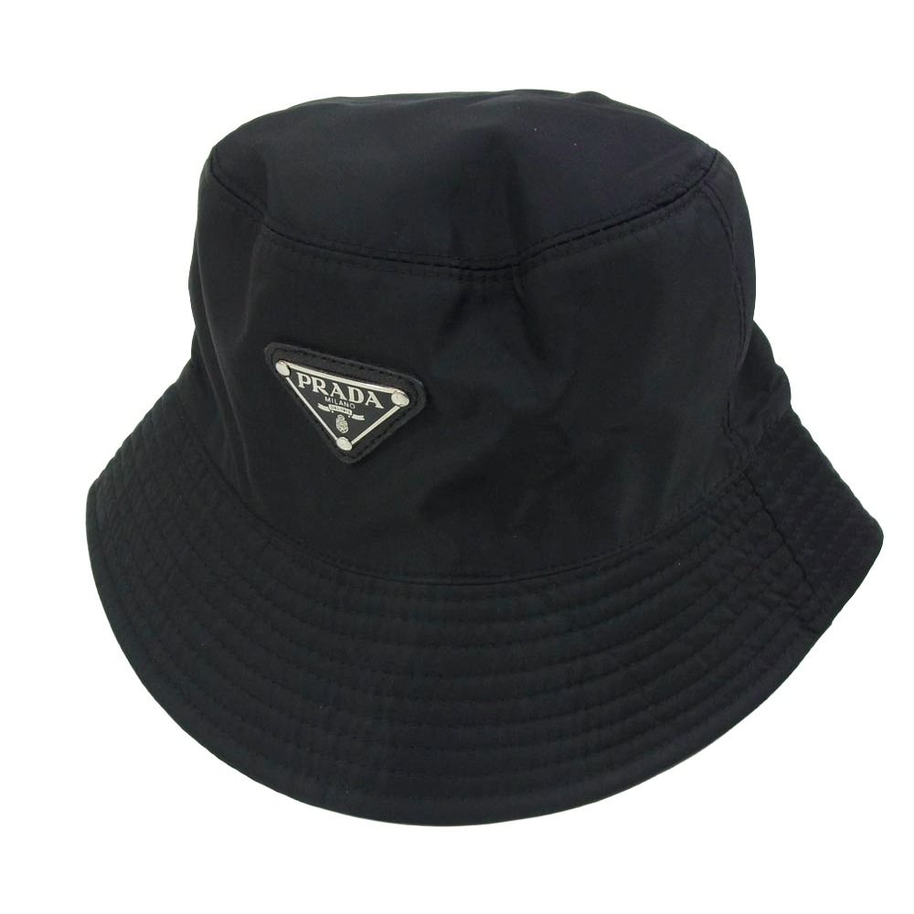PRADA プラダ U JN 566 S 191 Re-Nylon 三角プレート トライアングルロゴ ナイロン バケットハット ブラック系