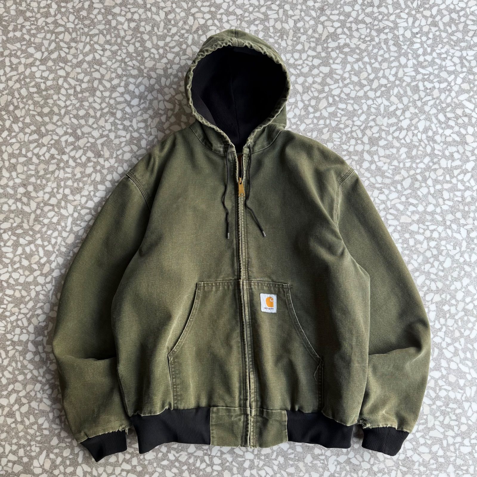 carhartt mesh active jacket YKK USA カーハート アクティブジャケット 古着 モスグリーン メッシュ ヘビーアウター ストリート M相当