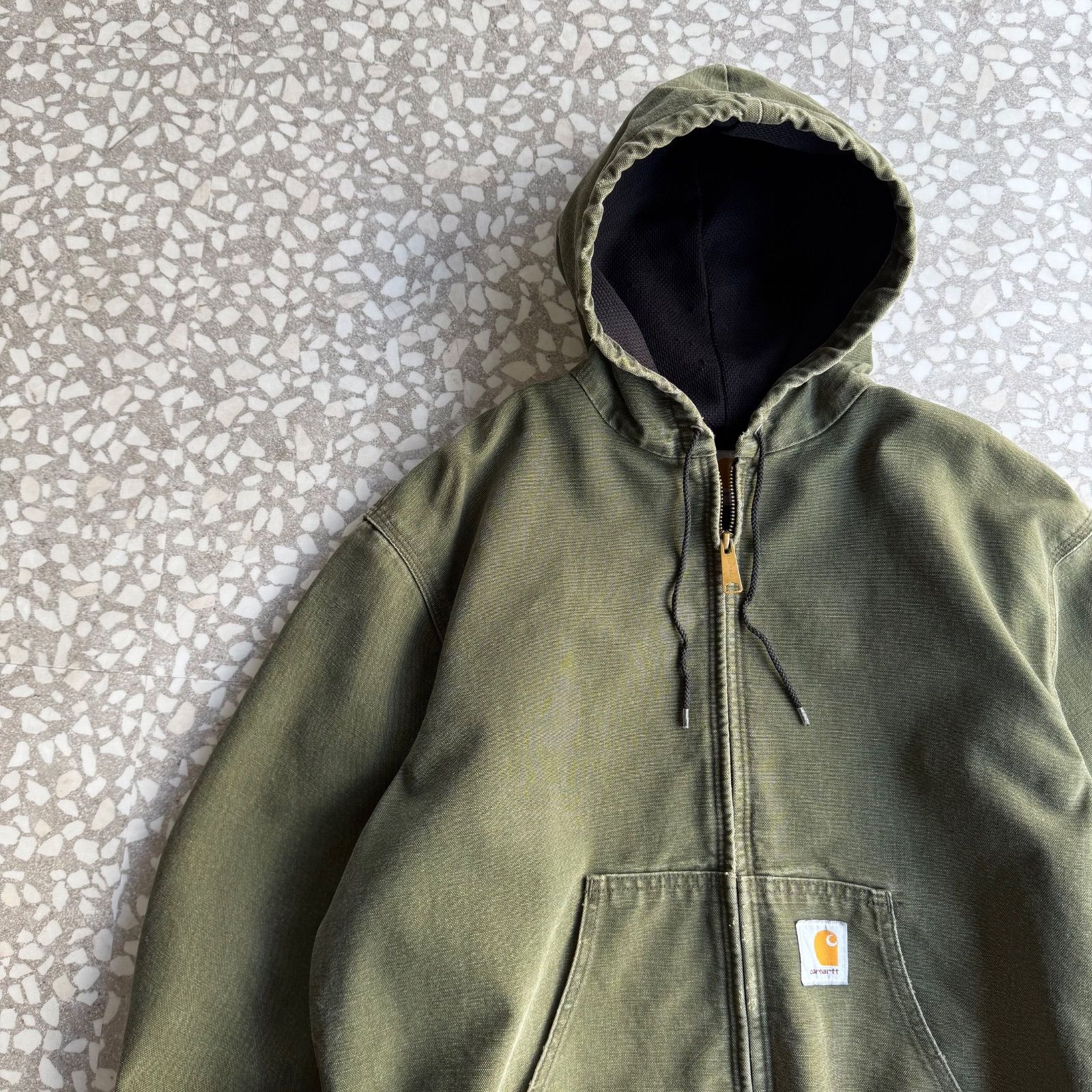 carhartt mesh active jacket YKK USA カーハート アクティブジャケット 古着 モスグリーン メッシュ ヘビーアウター ストリート M相当