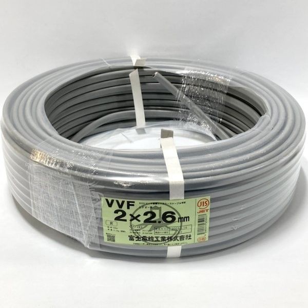 約12.2 kg VVFケーブル .6 mm 灰色 黒白 600 Vビニル絶縁ビニルシースケーブル平形 14日製 ≡DT 6883