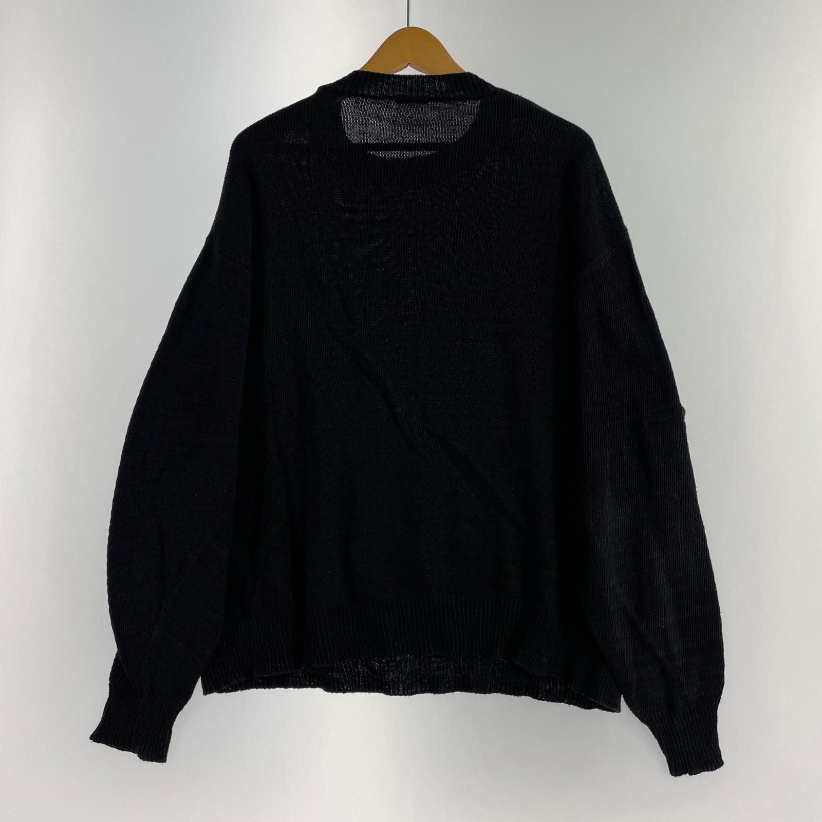 COMOLI インディゴクルーネックニット 21 SS T 01-06001 ブラック カジュアルシャツ ストレートパンツ