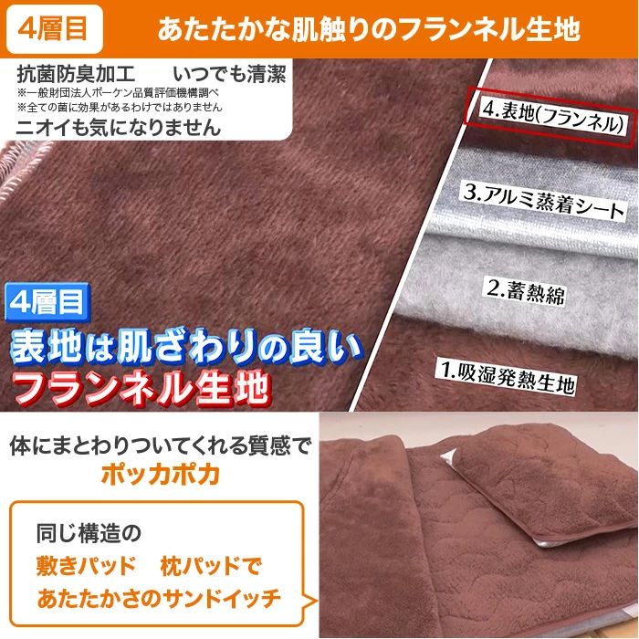 夢暖寝具プレミアム3点セット シングル モリリン 夢暖寝具プレミアムセット シングル ブラウン