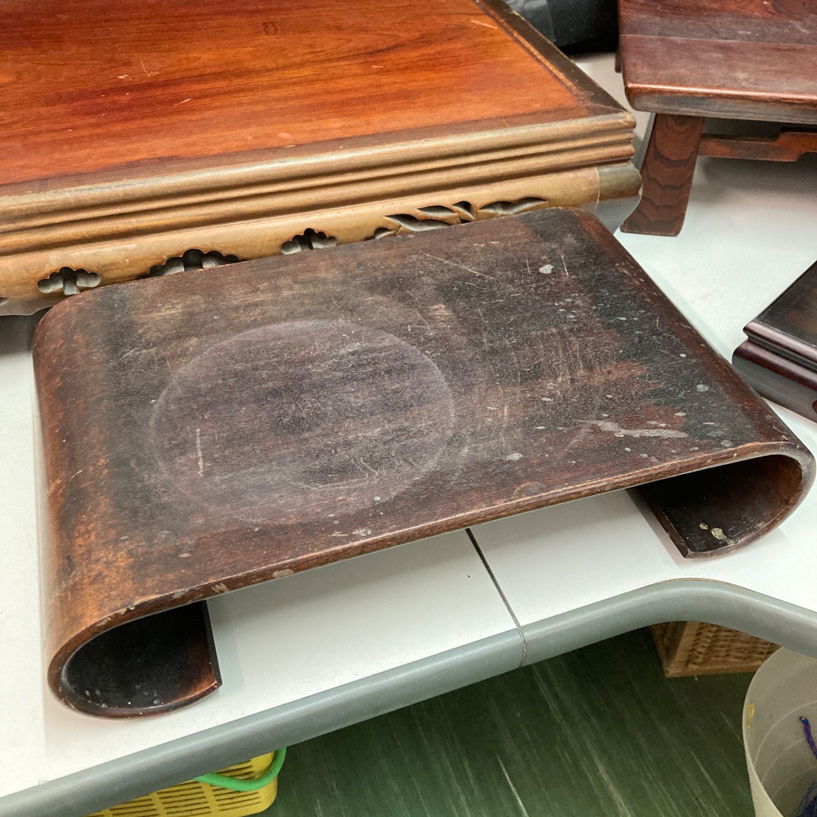 盆栽台 木製 花台 華台 花 華 幅約36cm〜60cm まとめて 花台 飾台 花台