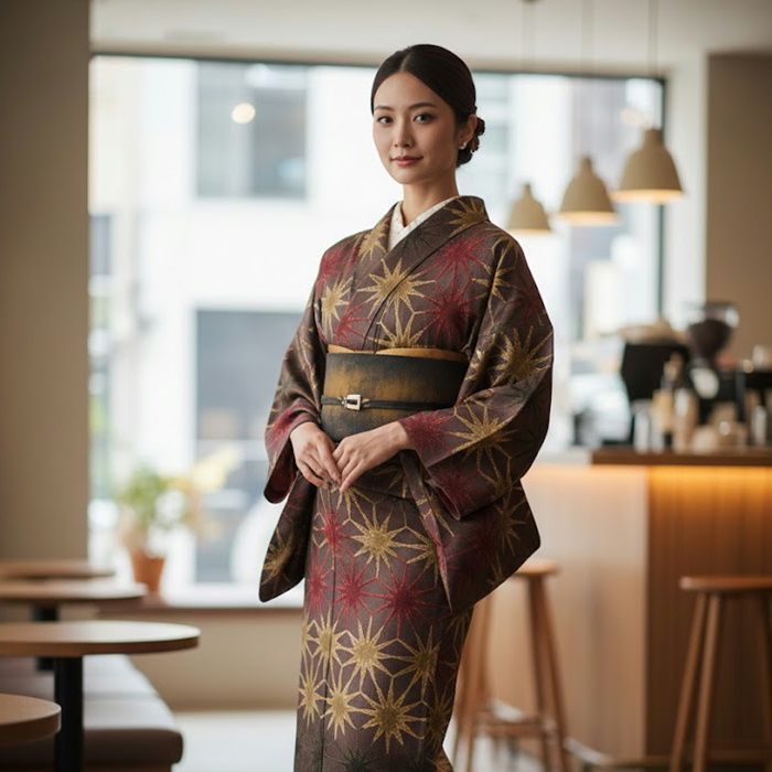 シンプルモダン【小紋】 正絹　未使用　仕付け糸つき　激安❗️ご奉仕価格‼️ Prices down2）正絹 小紋 反物 着物「白菫 飛び柄、宝尽くし」日本製