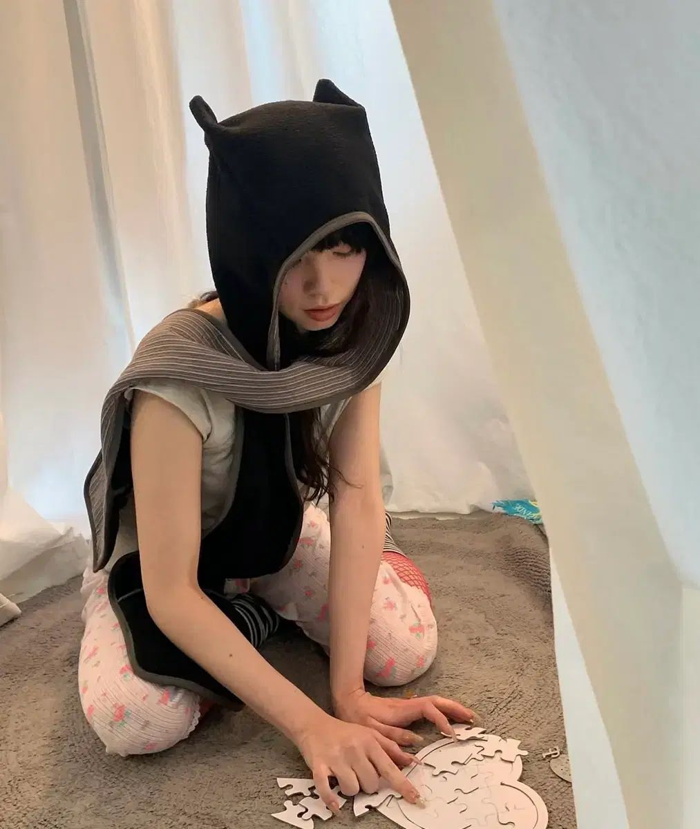 ショップフェアリー フリース イヤー フード マフラー ブラック