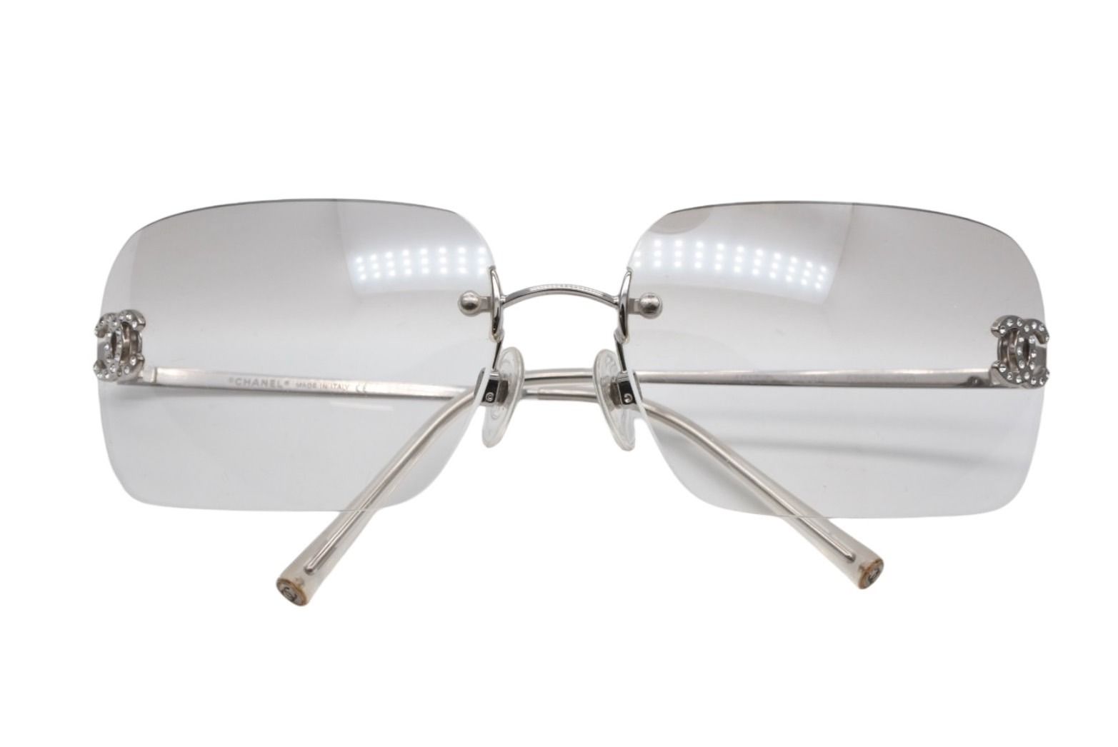 CHANEL シャネル リムレス サングラス サイズ62◻︎17 120 ココマーク メタル プラスチック グレー シルバー 4 b 009575