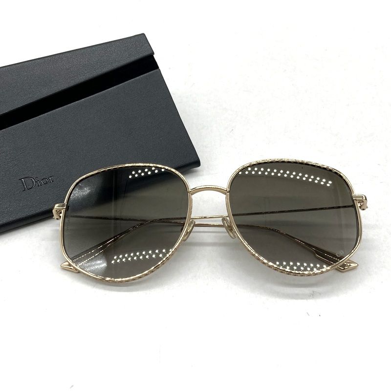 Dior ディオール サングラス 00086 58 17 145 アイウェア 眼鏡 メガネ ボストン ケース付き カジュアル レディース ゴールド 服飾 B 15109