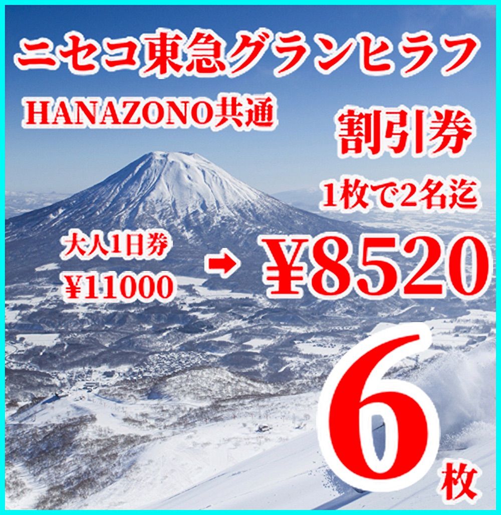 ニセコ東急グランヒラフリフト1日優待券6枚 ニセコグランヒラフ