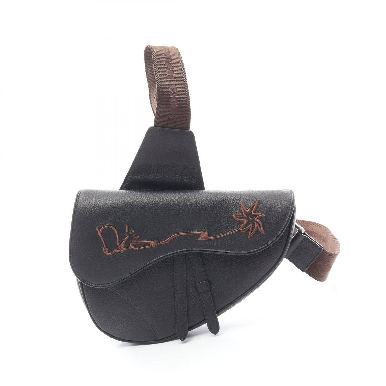 ディオール Dior ウエストバッグ ボディバッグ Christian CACTUS JACK サドル ブラック レザー サドルバッグ メンズ A