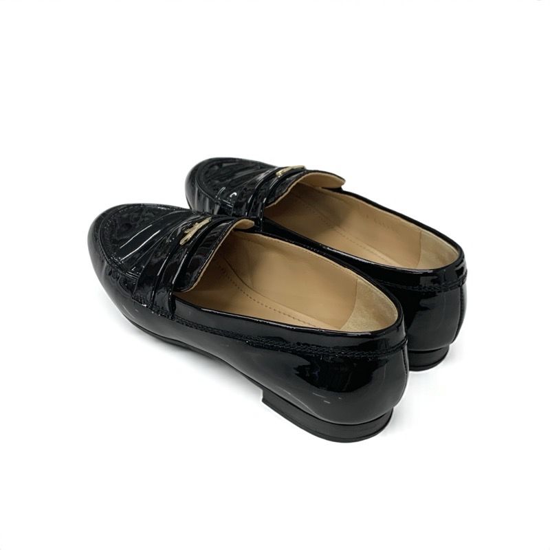 シャネル CHANEL ローファー 革靴 靴 シューズ エナメル ブラック 黒