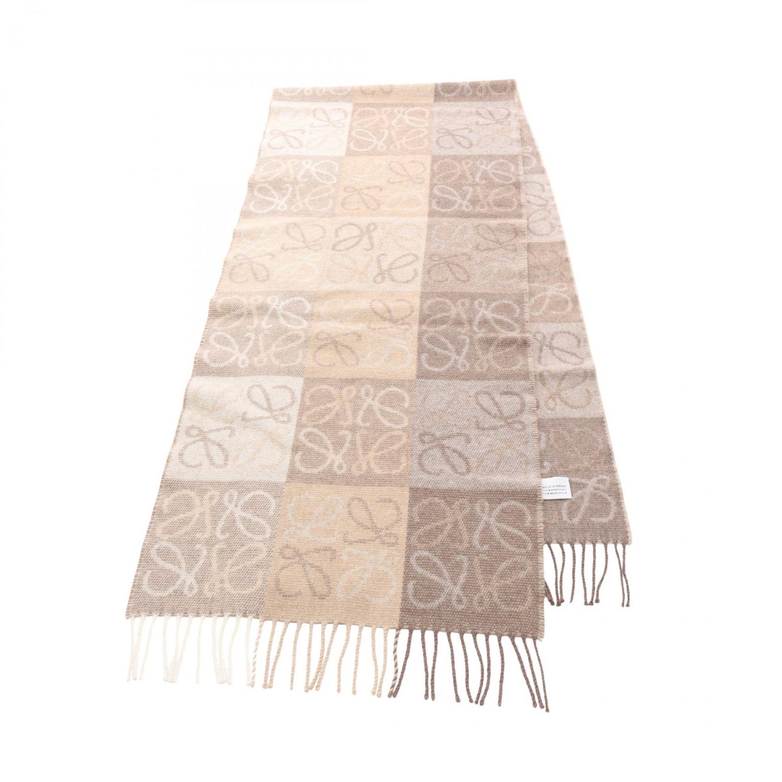 ロエベ LOEWE マフラー アナグラム チェッカーボード ウール スカーフ