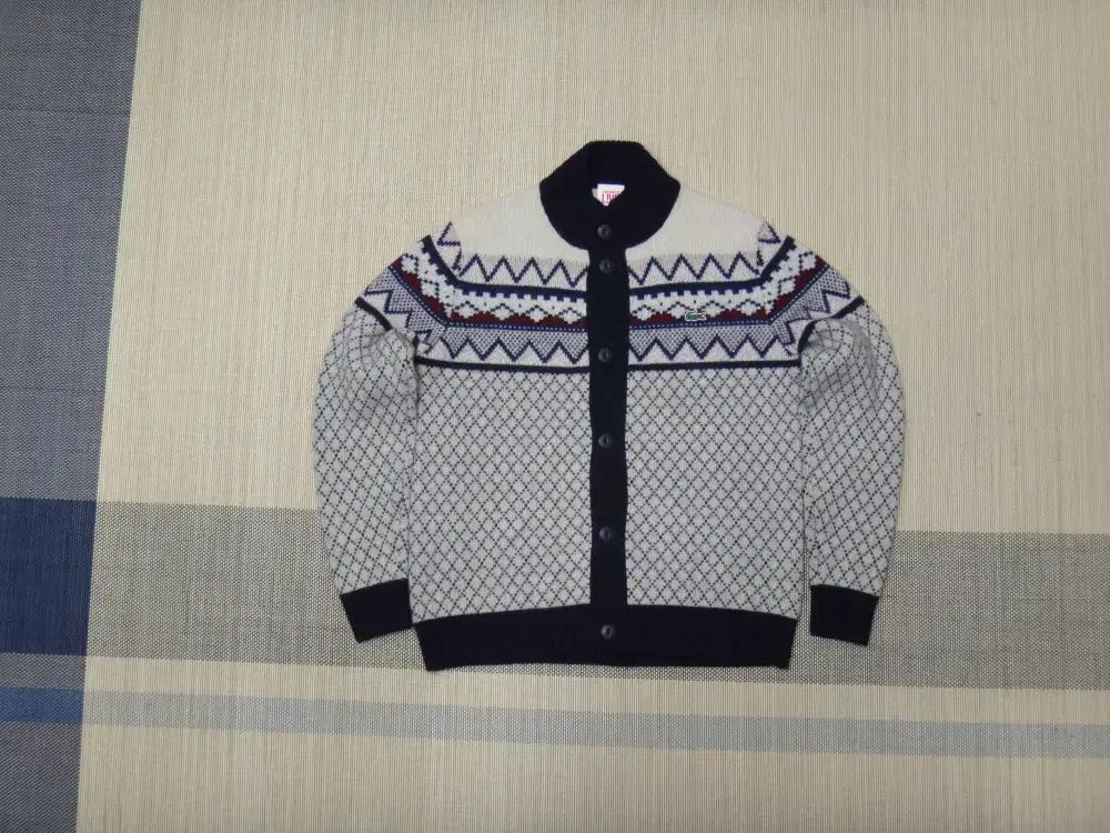 L 100 ラコステ メンズ ウール混 セーター カーディガン