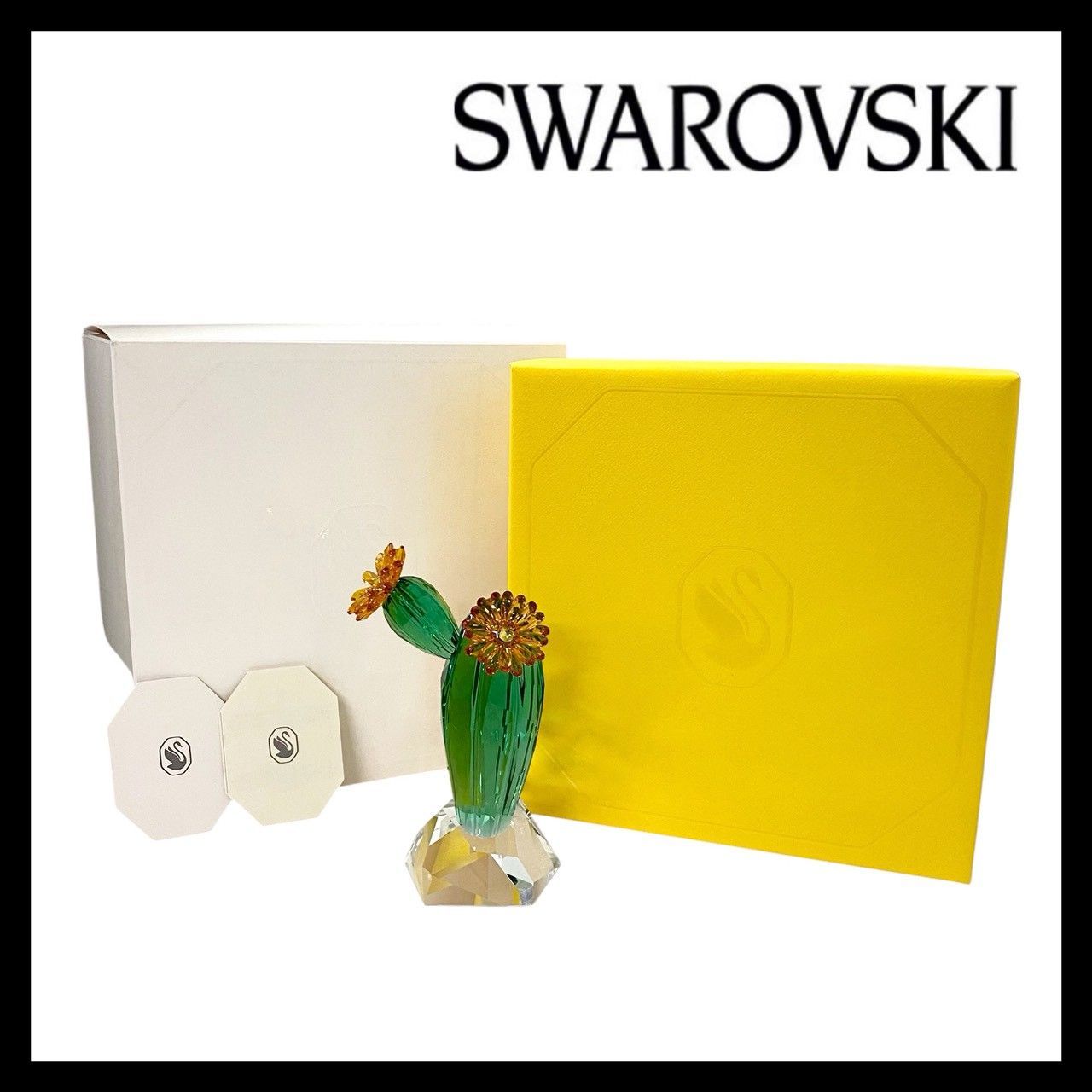 SWAROVSKI】クリスタル フラワー ゴールデン イエロー サボテン