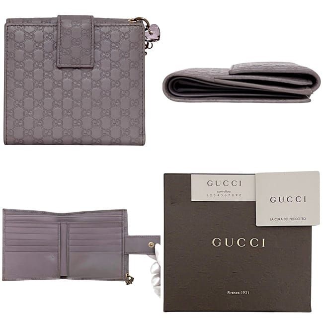457 極上美品 GUCCI グッチ マイクロシマ 2つ折り財布 グッチ 二つ折り 財布 パープル マイクロシマ 232579 Wホック 美品