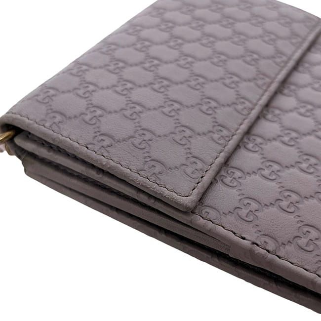 457 極上美品 GUCCI グッチ マイクロシマ 2つ折り財布 グッチ 二つ折り 財布 パープル マイクロシマ 232579 Wホック 美品