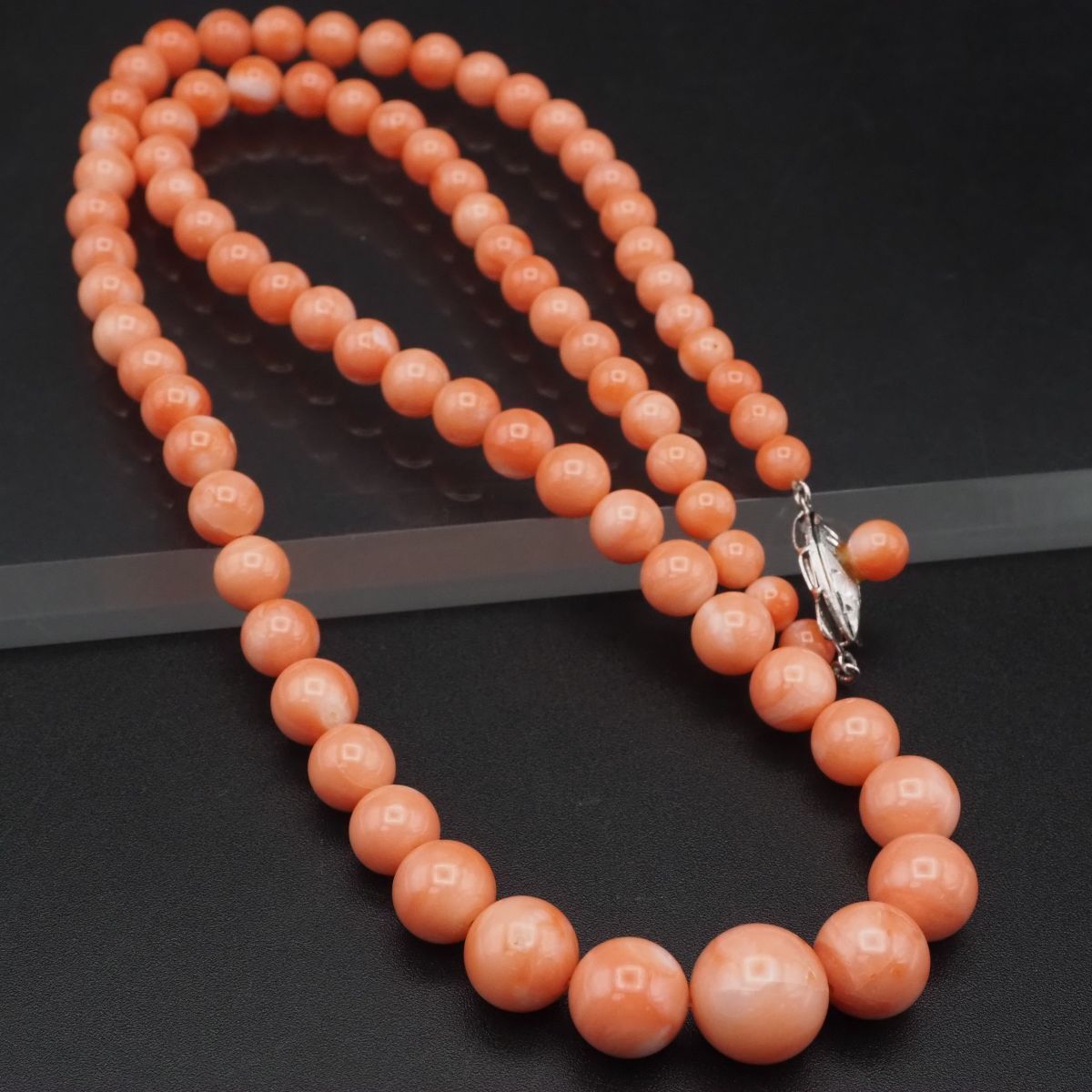 J499 珊瑚 サンゴ SILVER刻印 ネックレス デザイン シルバー 3月誕生石