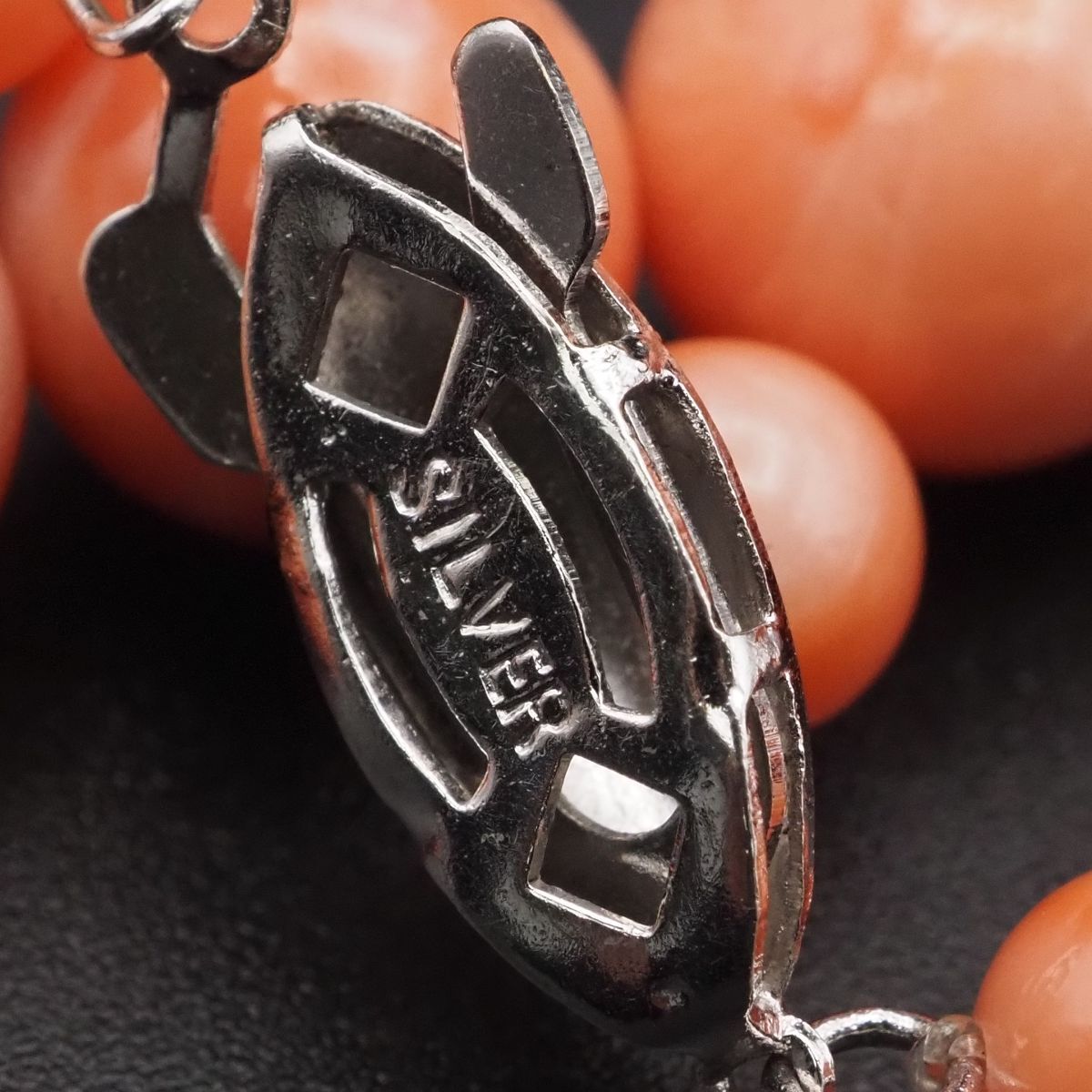 J499 珊瑚 サンゴ SILVER刻印 ネックレス デザイン シルバー 3月誕生石