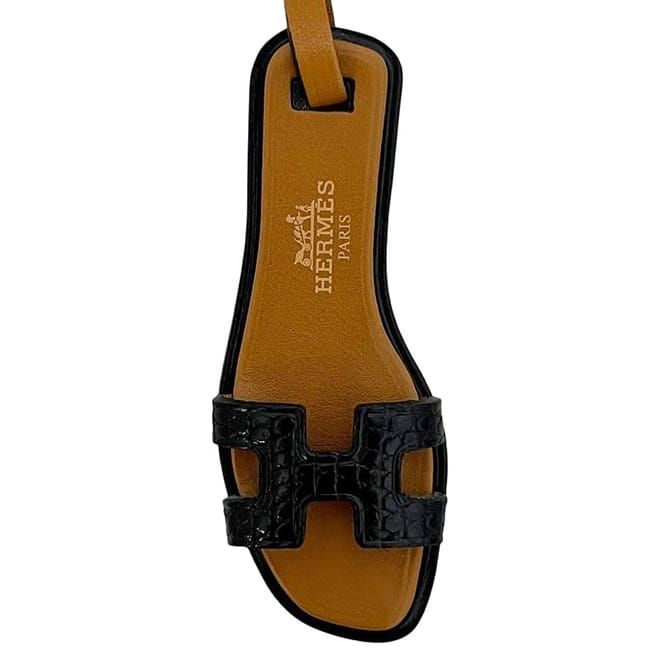 エルメス チャーム オランナノ ブラウン ブラック 美品 レザー 中古